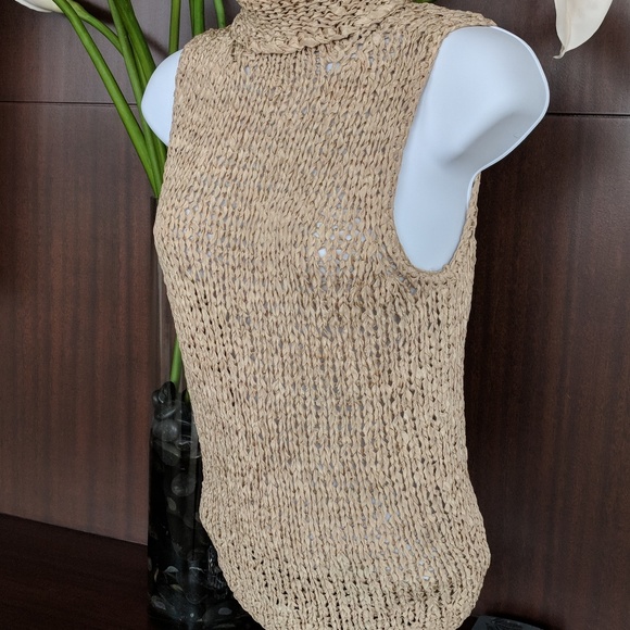 Sexy RALPH LAUREN nude open knit sleeveless top  S - Picture 6 of 8